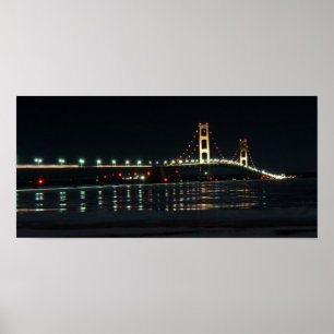 Ponte Mackinaw em poster noturno