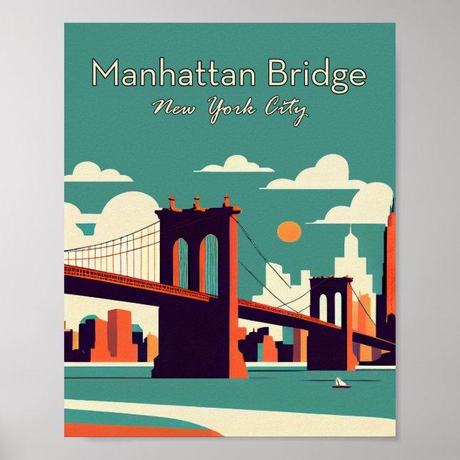 Ponte Manhattan Nova York Poster Minimalista (Frente)