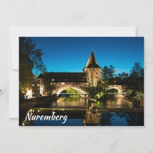 Ponte medieval antiga à noite em Nuremberg