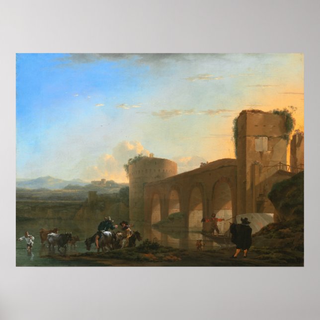 Ponte Molle, Sunset - Jan Asselijn Fine Art Poster (Frente)