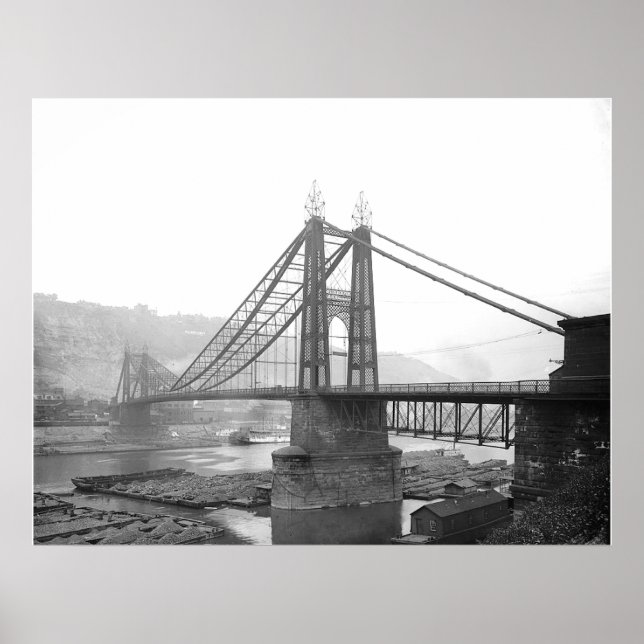 Ponte ponteiro de Pittsburgh Pa, 1900 Impressão (Frente)