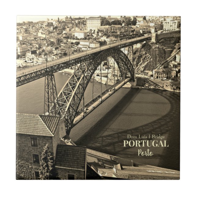 Ponte Porto sobre o rio Douro, Portugal, sepia (Frente)