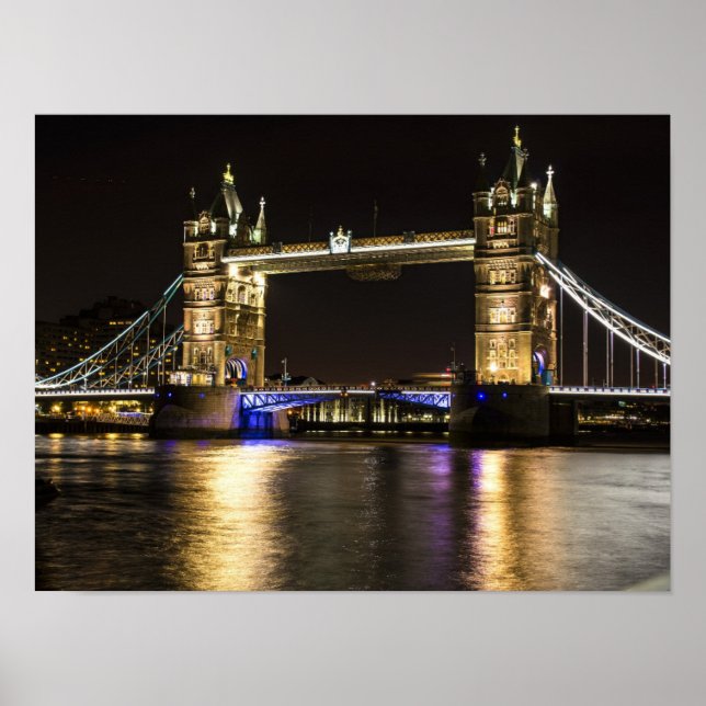 Ponte Poster de Skyline Night, na Inglaterra (Frente)