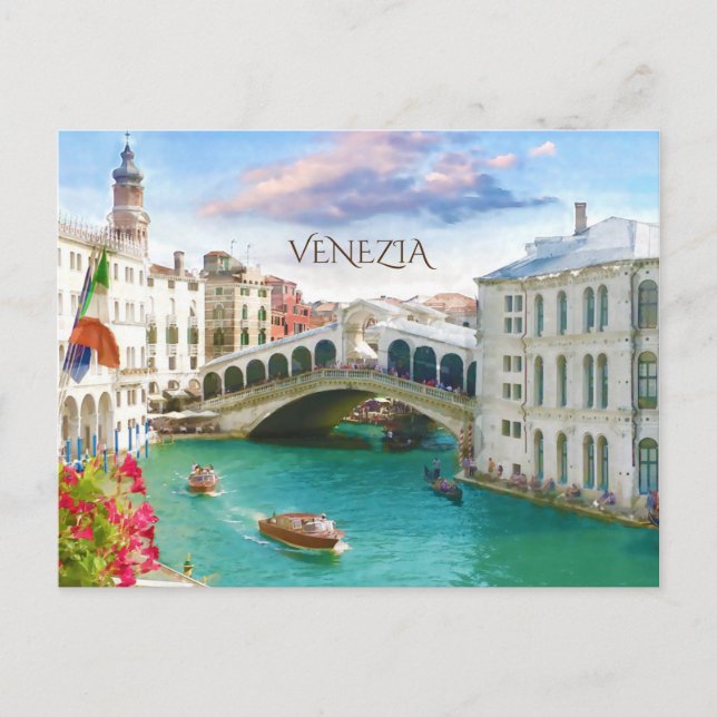 Ponte Rialto em Veneza | Cartão postal Venezia, It (Frente)
