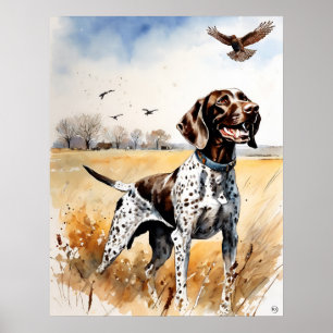 Ponteiro Alemão Curto - Impressão de Arte Canina