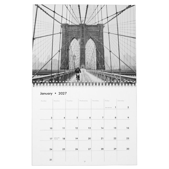 Pontes Icônicas de Nova York Calendário de Parede  (Jan 2027)