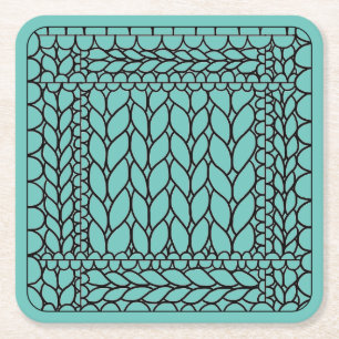 Ponto Tricô TEAL Quadrado Porta-copos de Papel