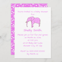 Pontos Brancos do Elefante Rosa Convites para Chuv