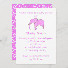 Pontos Brancos do Elefante Rosa Convites para Chuv