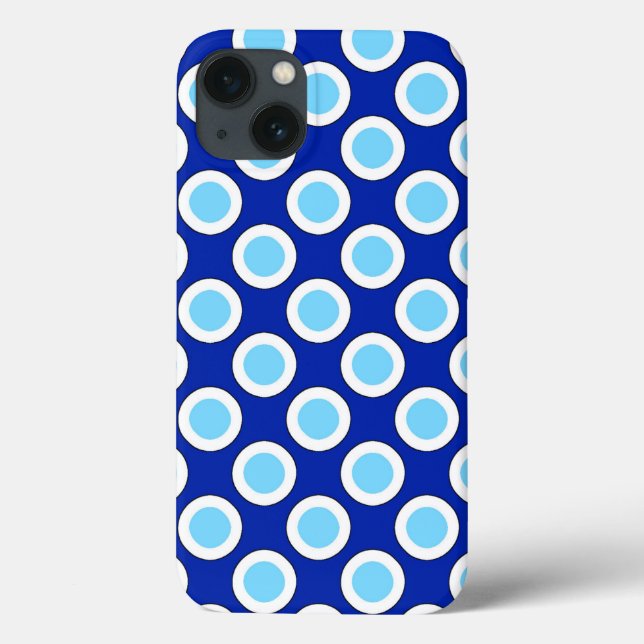 Pontos circulados retrô, azul cobalto e branco (Verso)