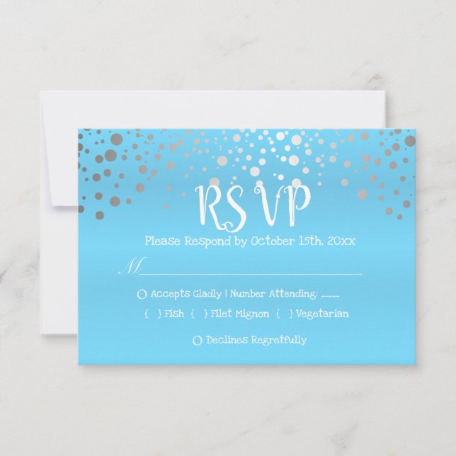Pontos de Confetti do Bebê Azul e Prata - RSVP (Frente)