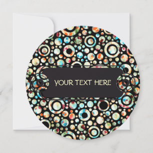 Pontos de cores e padrão do círculo + texto e back