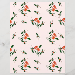 Pontos Dourados e Flores Pintadas à Mão Rosa Bege