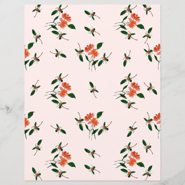 Pontos Dourados e Flores Pintadas à Mão Rosa Bege (Frente)