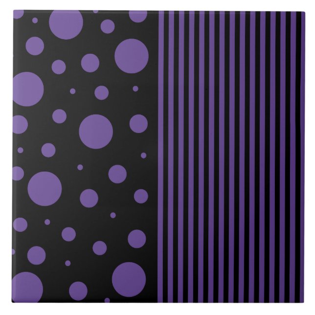 Pontos e tiras em roxo e preto (Frente)