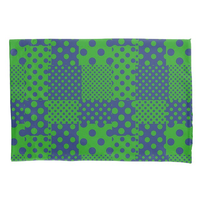 Pontos Polka Azuis Verdes Patchwork  (Frente)