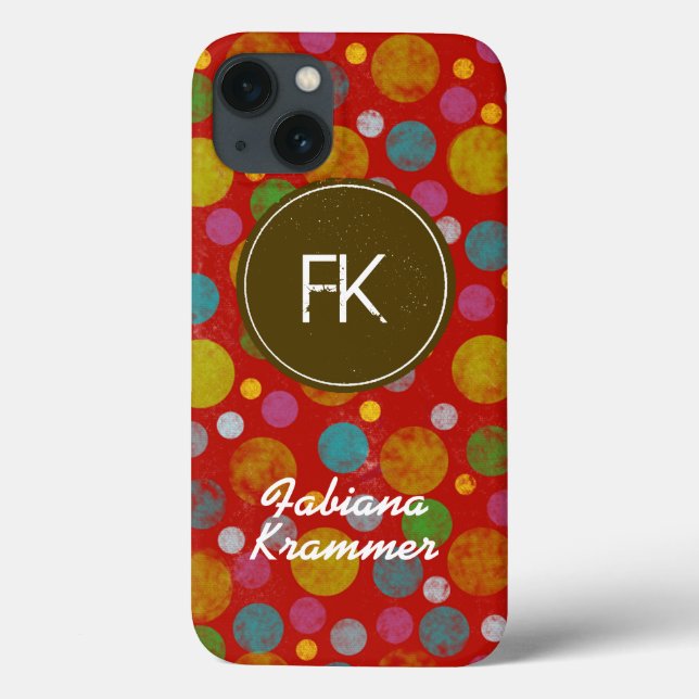 pontos polka coloridos femininos personalizáveis (Verso)