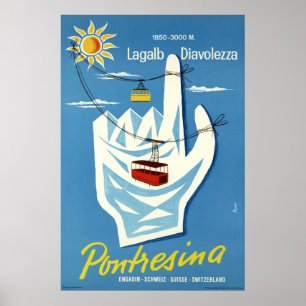 Pontresina, Engadin, suiça, poster de viagens