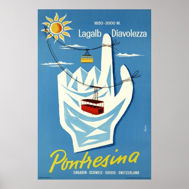 Pontresina, Engadin, Suiça, Poster de viagens (Frente)