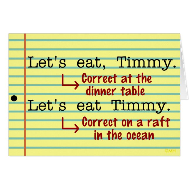 Pontuação Engraçada Grammar Saudação Cartões Humor (Frente Horizontal)