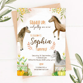 Pony Birthday convite com tema outono