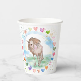 Pony Party Pappbecher, Pferdemotiv für Kinder