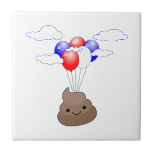 Poo Emoji Voando Com Balões
