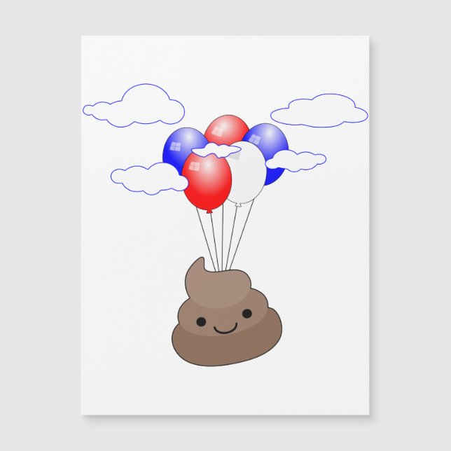 Poo Emoji Voando Com Balões Postcard (Frente)