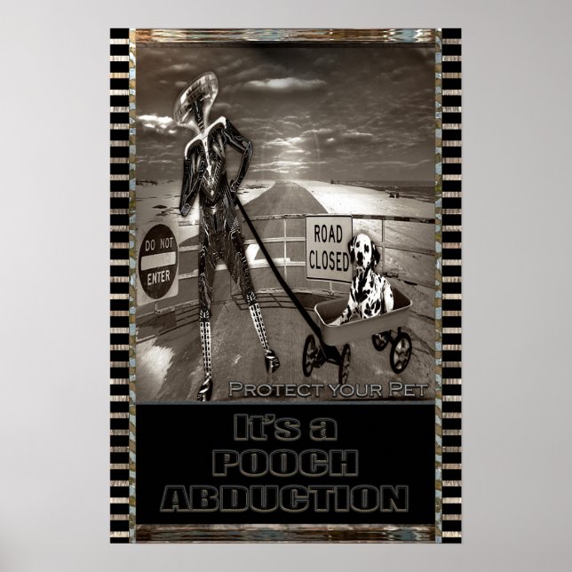 Pooch Abduction Dog Engraçado Poster (Frente)