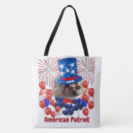 Poodle American Patriot Tote Bag
