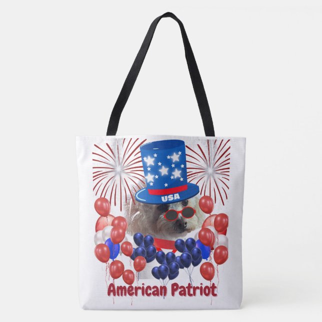 Poodle American Patriot Tote Bag (Frente)