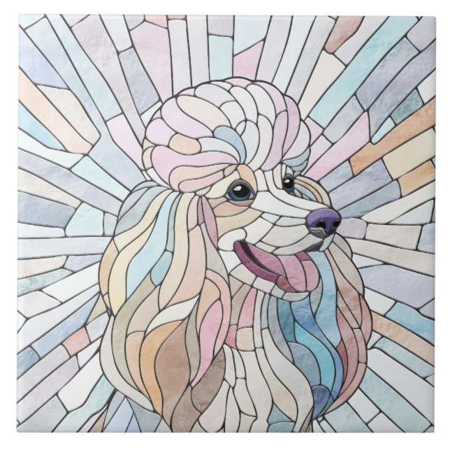 Poodle - arte mosaica pastel (Frente)