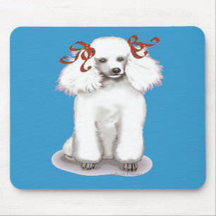 Poodle branco em Arcos vermelhos Retrait Mousepad