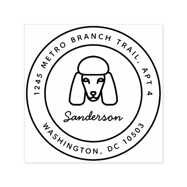 Poodle Dog Return Endereço Autocolante Carimbo (Design)