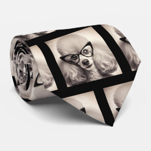 Poodle Engraçado com Óculos Gravata de Pescoço Ner