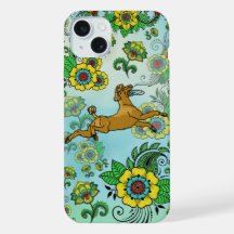 Poodle Marrom com Frisbee em Fundo Paisley
