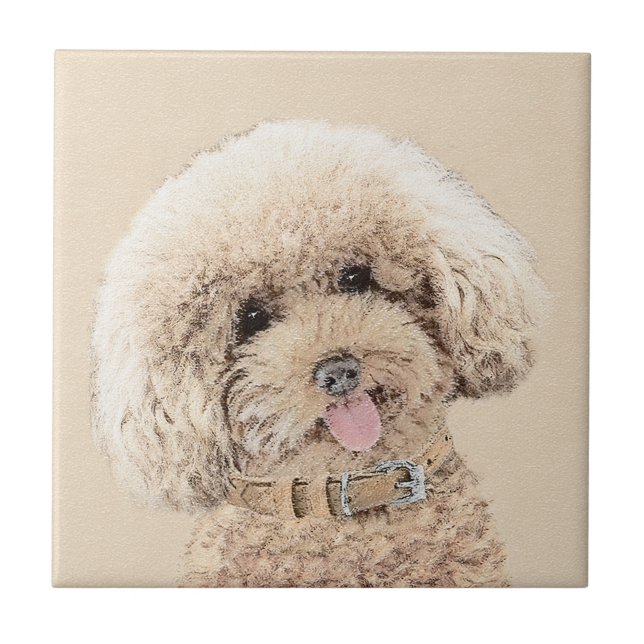 Poodle Miniature Toy Apricot Cream Brown Dog Art (Frente)