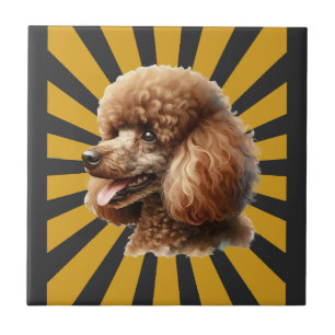 Poodle Padrão Marrom Retro Sunburst