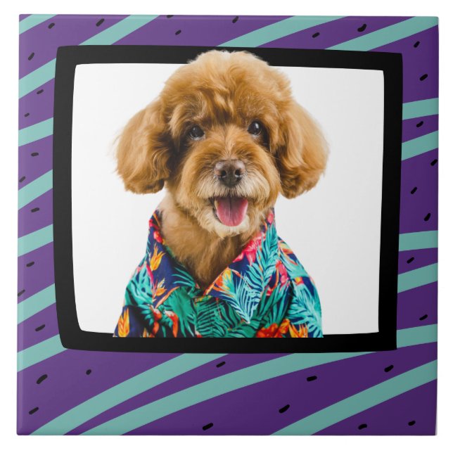 Poodle personalizado fotográfico Azulejo cerâmico (Frente)