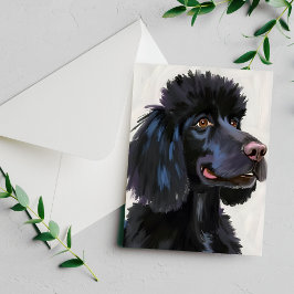 Poodle Preto | Cartão de Pet em Aquarela de Cachor