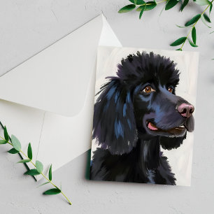Poodle Preto Cartão de Pet em Aquarela de Cachor