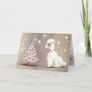 Poodle Retro e Cartão de Árvore de Natal