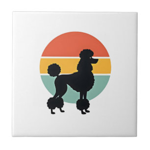 Poodle Vintage Pôr do Sol Círculo Silhueta de Cach