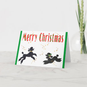Poodles Pretos Jogando Cartões de Nota de Natal Fe