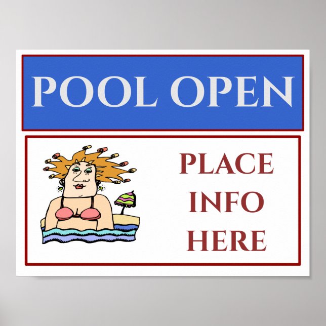 POOL OPEN, Sign, add or edit text Poster (Frente)