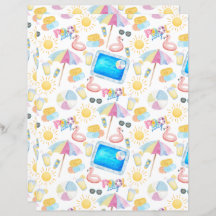 Pool Party Scrapbook Paper in White