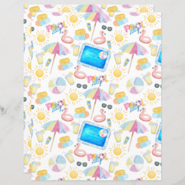 Pool Party Scrapbook Paper in White