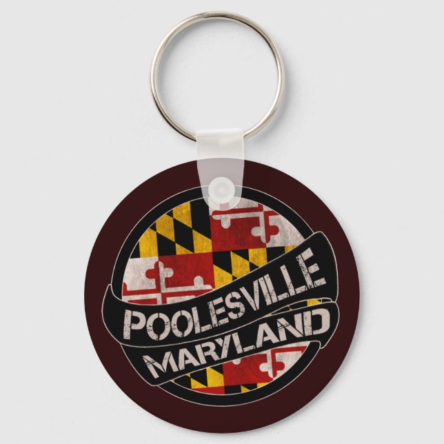 Poolesville Maryland flag grunge chaveiro (Frente)