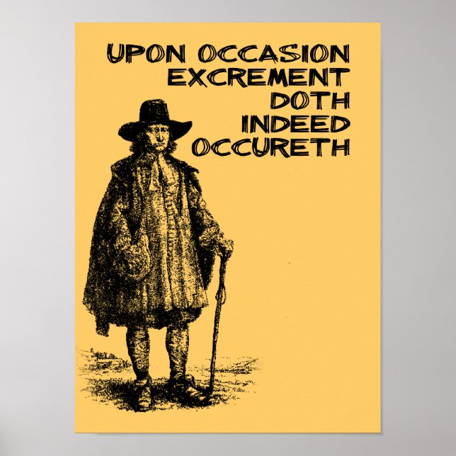 Poop Acontece Sinal de Poster engraçado (Frente)