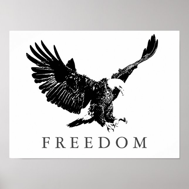 Pop Art Black White Freedom Eagle Poster (Frente)